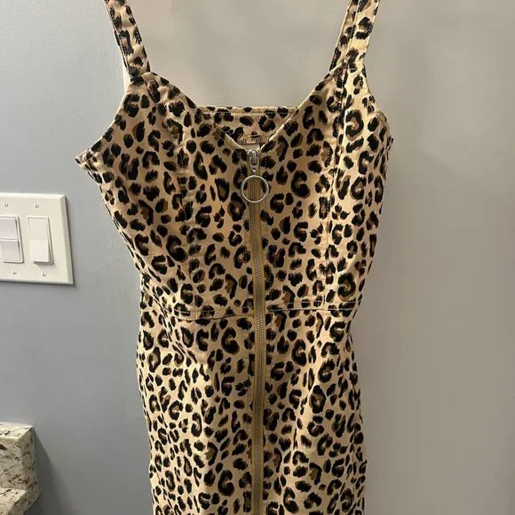 h&m leopard print mini dress Women's Beige/Leopard print A-line Mini Dress